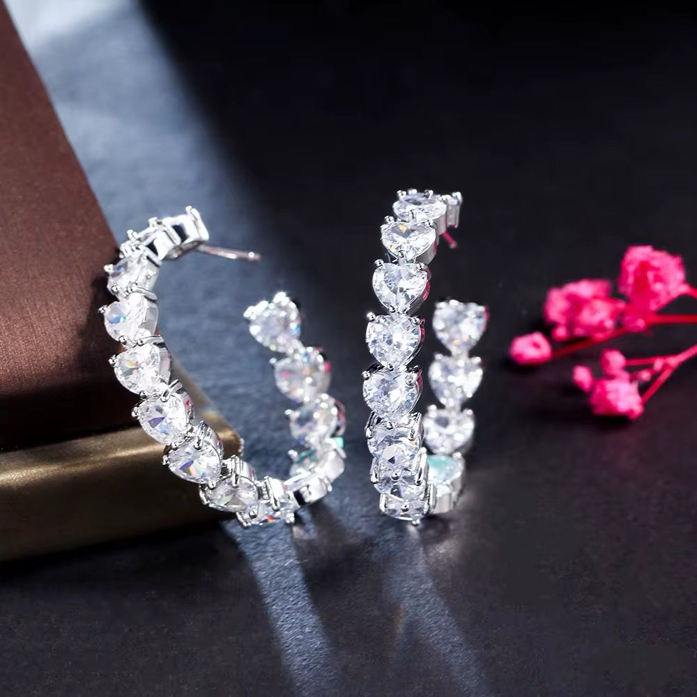 Sparking Love Heart Hoop Earrings