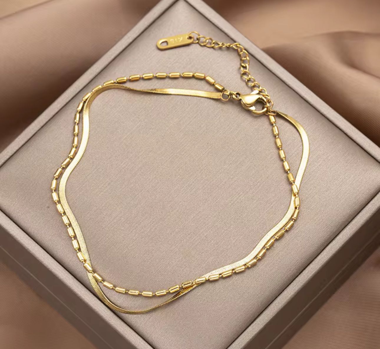 Bead Double Layer Chain Bracelet
